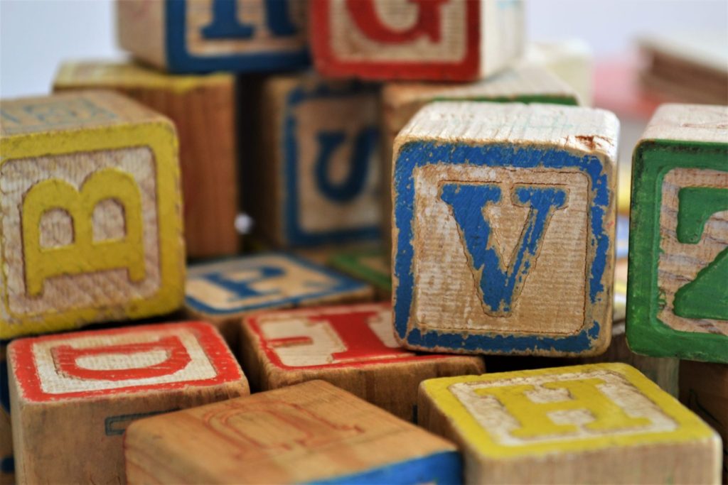 Wooden alphabet blocks