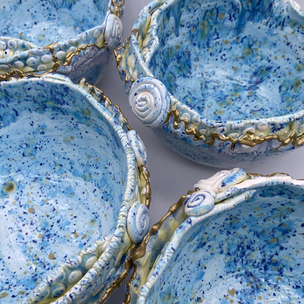blue ceramic bowls