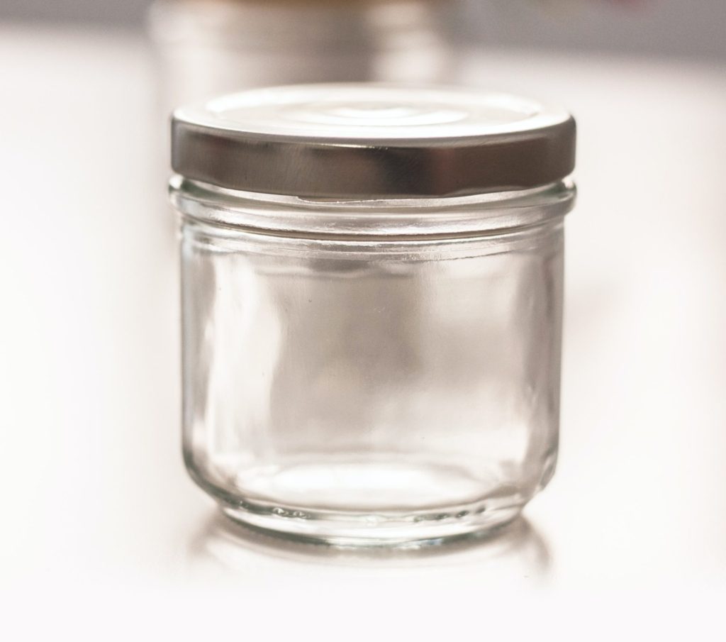 Single empty glass jar