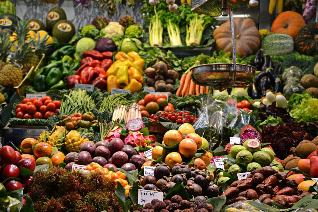 Fruit and vegetables at a market