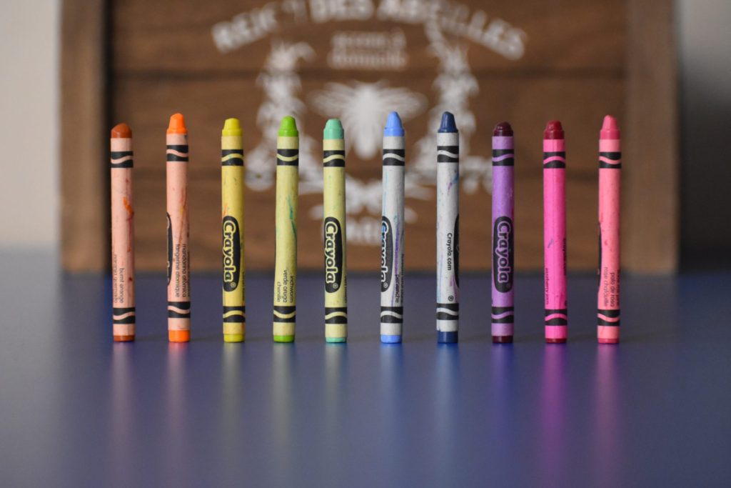 Crayons in a row