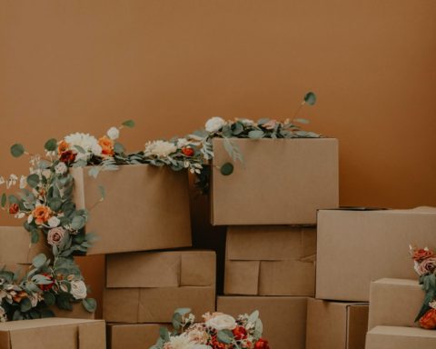 Boxes with flowers