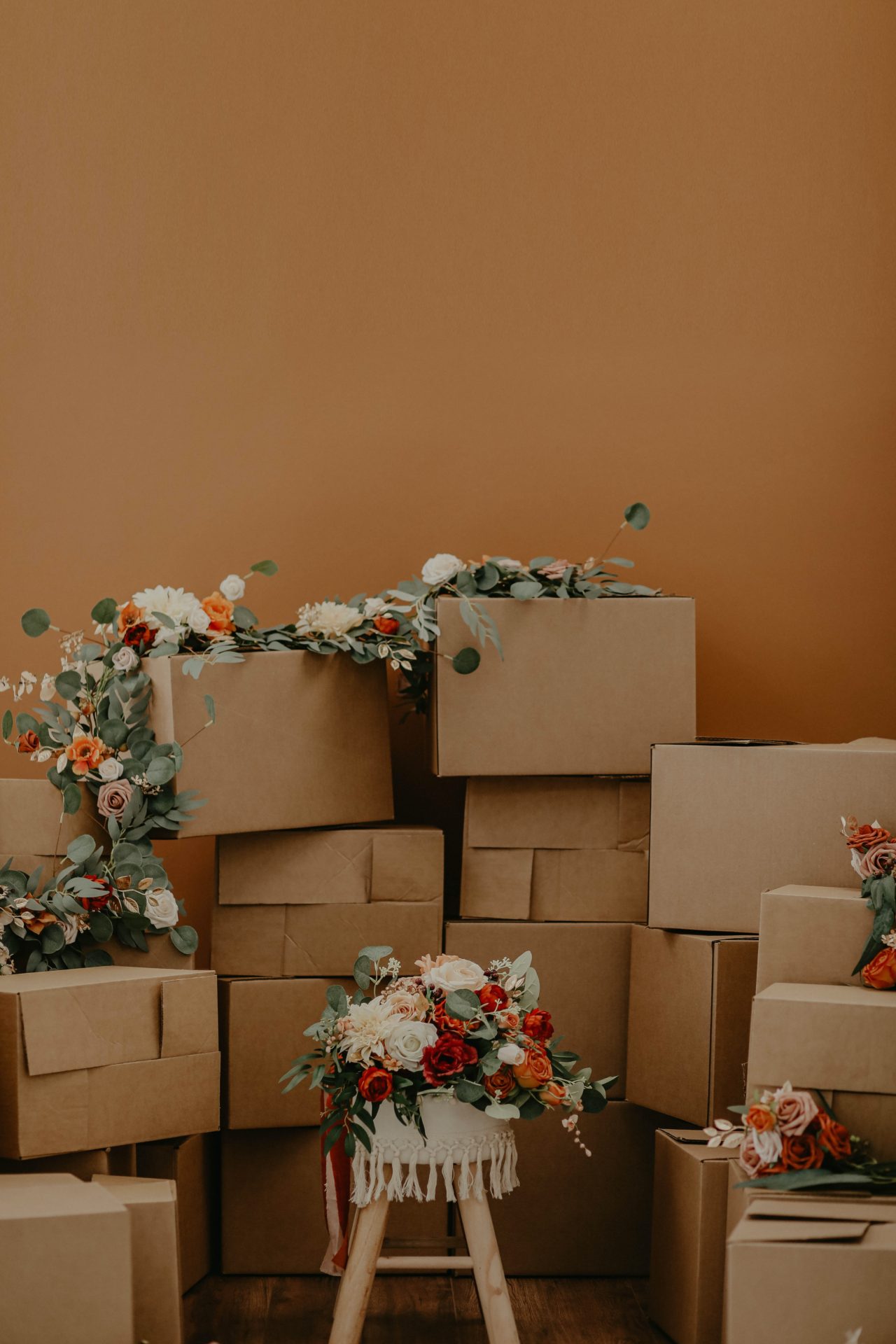 Boxes with flowers