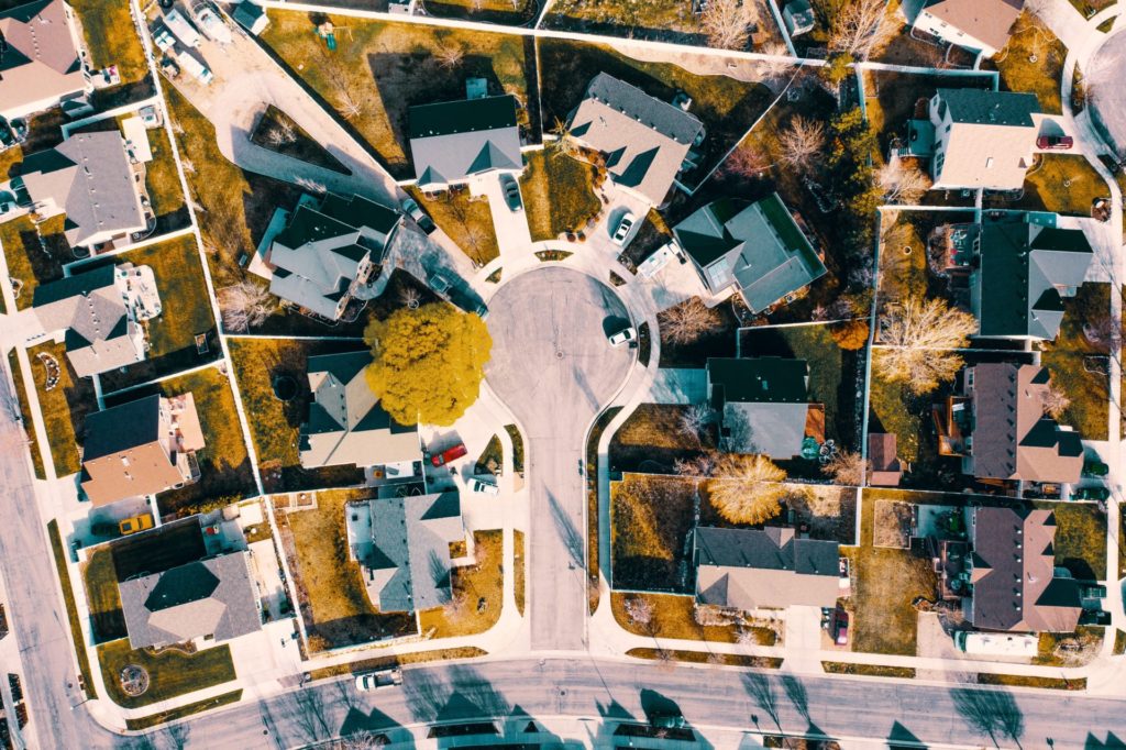 Aerial view of houses