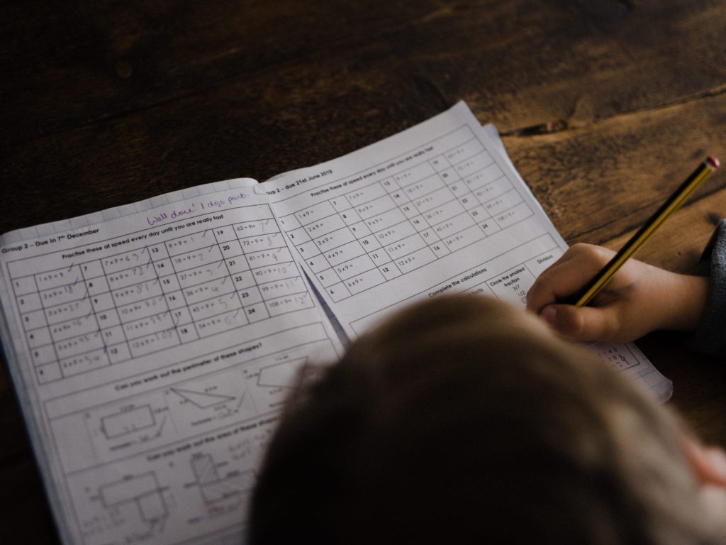 Child doing homework