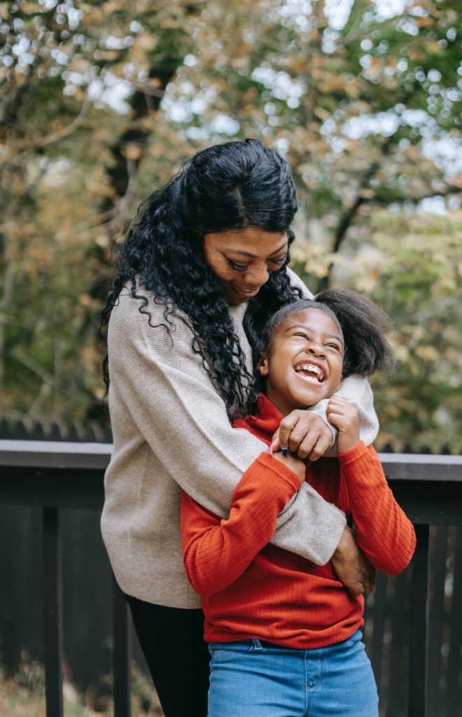 Happy mother and daughter